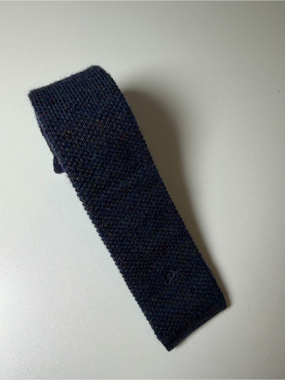 Vintage Pierre Cardin 100% Wool Square Bottom Dark Navy Knit Tie Made in USA